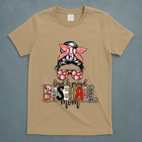 Loud And Proud Baseball Mom Messy Bun Funny Mothers Day 2024 T-Shirt