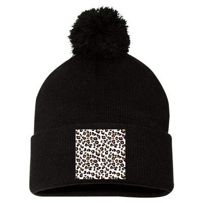 Leopard Animal Pattern Pom Pom 12in Knit Beanie