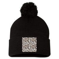 Leopard Animal Pattern Pom Pom 12in Knit Beanie