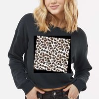 Leopard Animal Pattern Cropped Pullover Crew