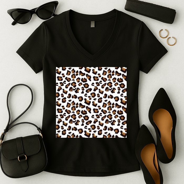 Leopard Animal Pattern Women's V-Neck T-Shirt