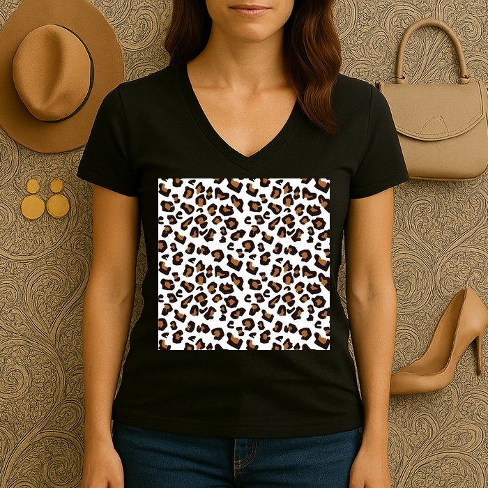 Leopard Animal Pattern Women's V-Neck T-Shirt