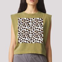 Leopard Animal Pattern Garment-Dyed Women's Muscle Tee