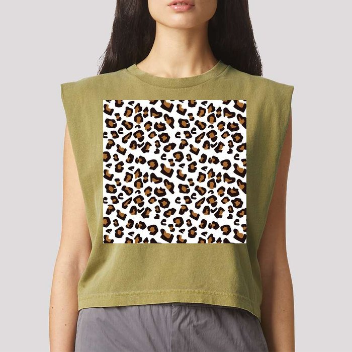 Leopard Animal Pattern Garment-Dyed Women's Muscle Tee