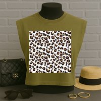 Leopard Animal Pattern Garment-Dyed Women's Muscle Tee