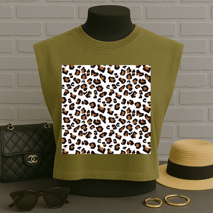 Leopard Animal Pattern Garment-Dyed Women's Muscle Tee