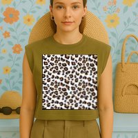 Leopard Animal Pattern Garment-Dyed Women's Muscle Tee