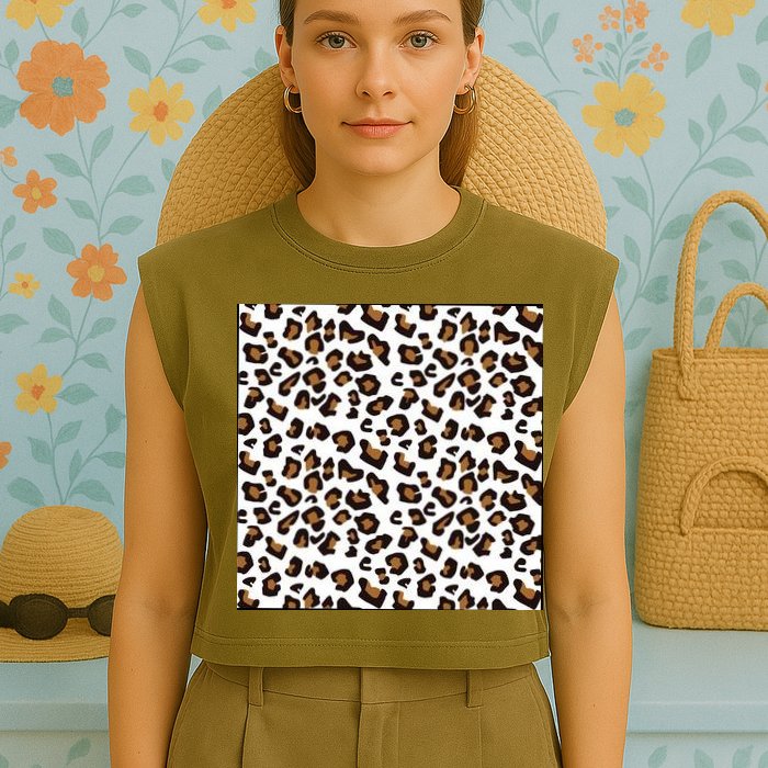 Leopard Animal Pattern Garment-Dyed Women's Muscle Tee