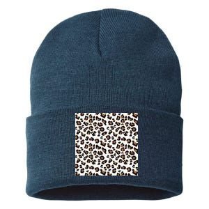 Leopard Animal Pattern Sustainable Knit Beanie