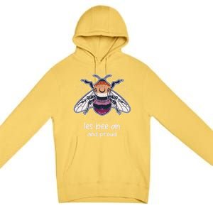 Lesbeean And Proud With Bee Lesbian Flag Color Lgbt Pride Gift Premium Pullover Hoodie