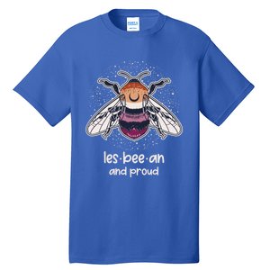 Lesbeean And Proud With Bee Lesbian Flag Color Lgbt Pride Gift Tall T-Shirt