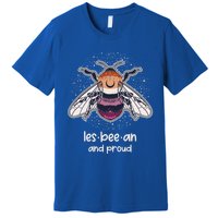 Lesbeean And Proud With Bee Lesbian Flag Color Lgbt Pride Gift Premium T-Shirt