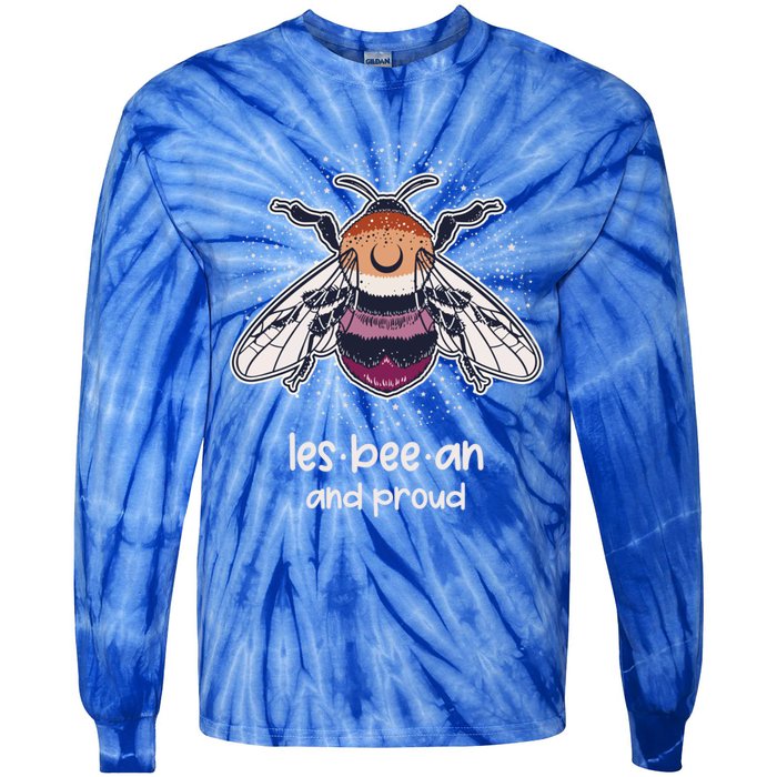 Lesbeean And Proud With Bee Lesbian Flag Color Lgbt Pride Gift Tie-Dye Long Sleeve Shirt