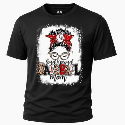 Loud And Proud BaseBall Mom Life Messy Bun Leopard Performance Shirt