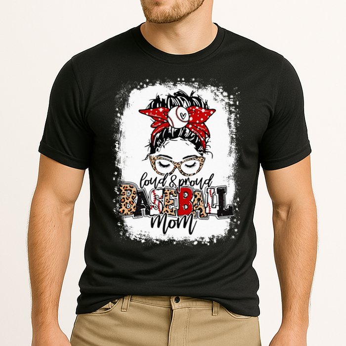 Loud And Proud BaseBall Mom Life Messy Bun Leopard Cooling Performance Crew T-Shirt