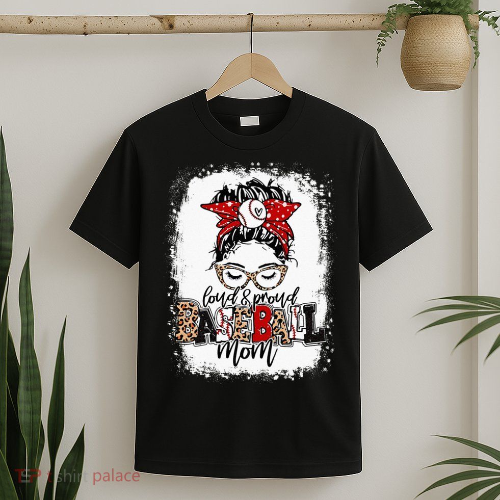 Loud And Proud BaseBall Mom Life Messy Bun Leopard T-Shirt