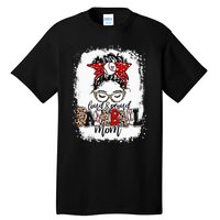 Loud And Proud BaseBall Mom Life Messy Bun Leopard Tall T-Shirt