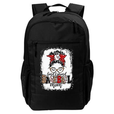Loud And Proud BaseBall Mom Life Messy Bun Leopard Backpack