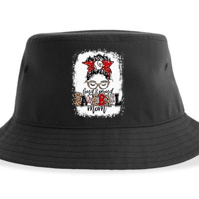 Loud And Proud BaseBall Mom Life Messy Bun Leopard Sustainable Bucket Hat