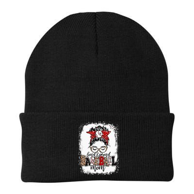 Loud And Proud BaseBall Mom Life Messy Bun Leopard Beanie