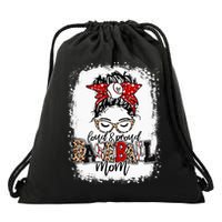 Loud And Proud BaseBall Mom Life Messy Bun Leopard Drawstring Bag