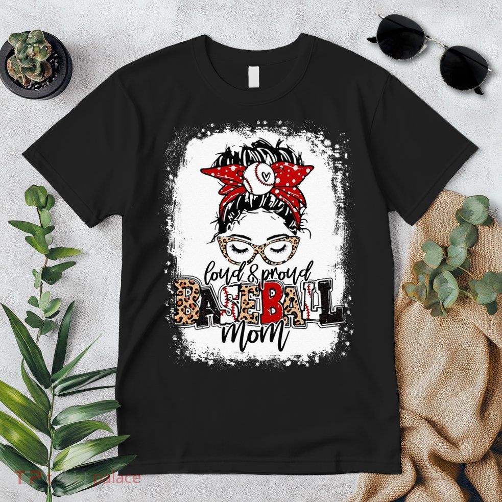 Loud And Proud BaseBall Mom Life Messy Bun Leopard Premium T-Shirt