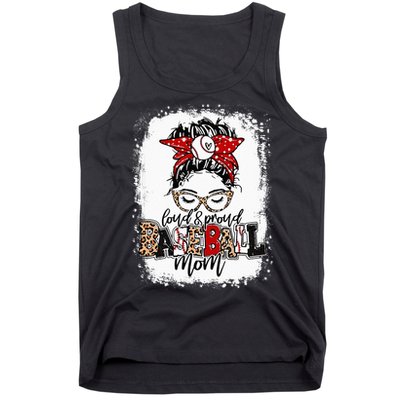 Loud And Proud BaseBall Mom Life Messy Bun Leopard Tank Top