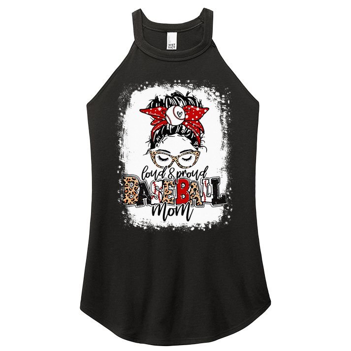 Loud And Proud BaseBall Mom Life Messy Bun Leopard Women's Perfect Tri Rocker Tank