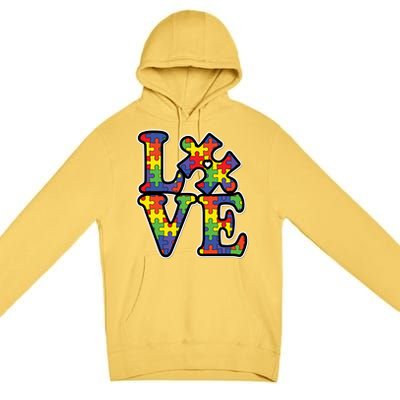 Love Autism Puzzle Piece Premium Pullover Hoodie