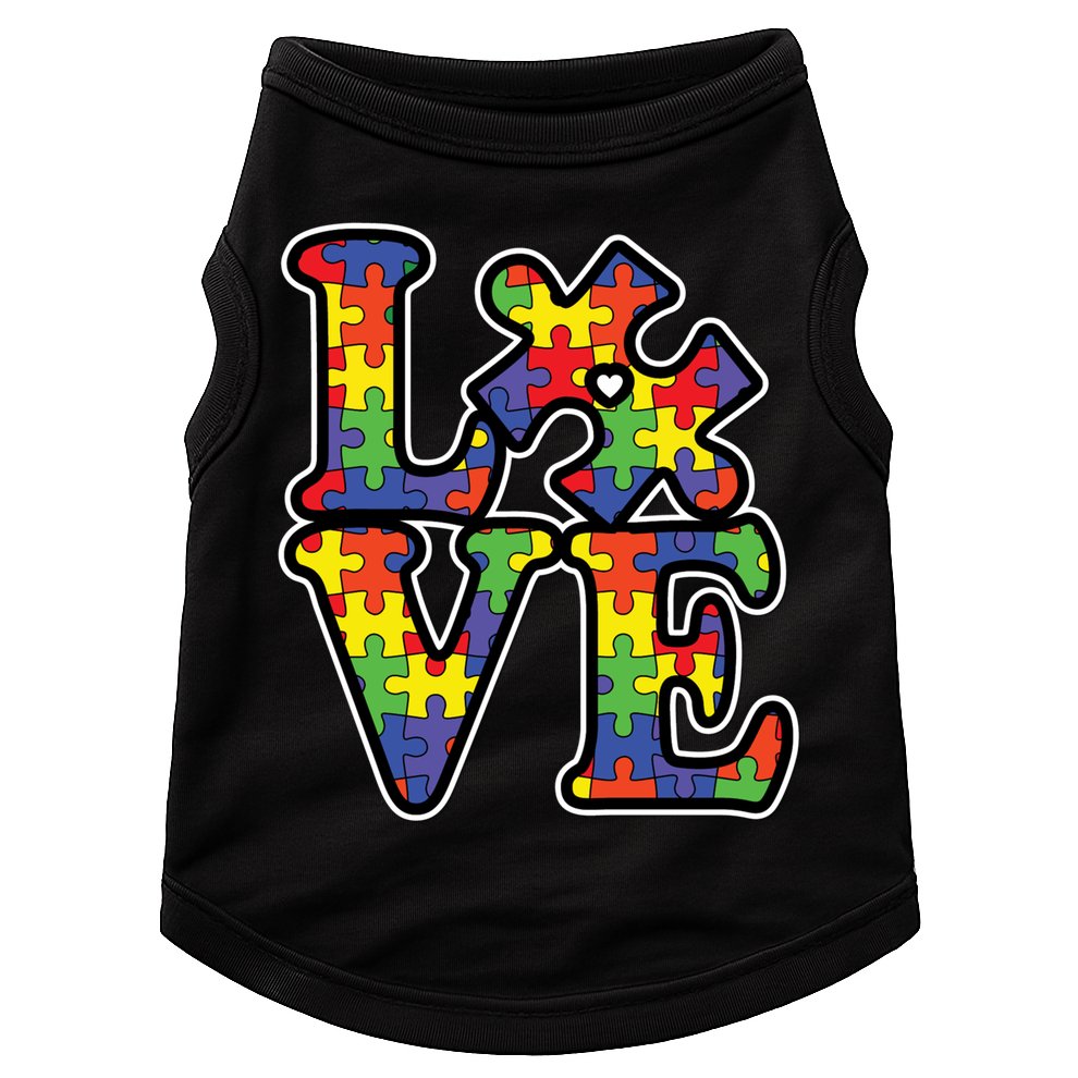 Love Autism Puzzle Piece Doggie Tank