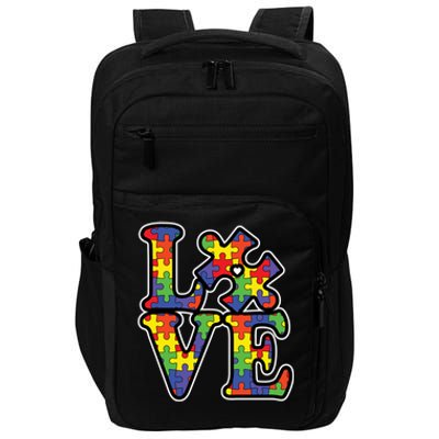 Love Autism Puzzle Piece Impact Tech Backpack