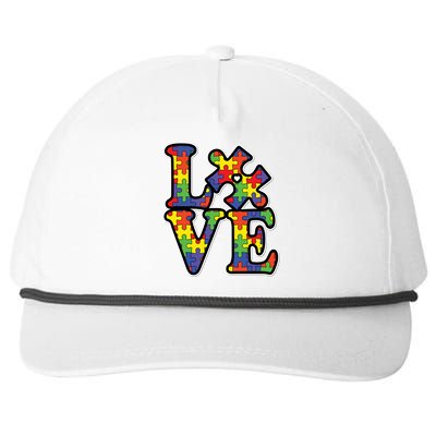 Love Autism Puzzle Piece Snapback Five-Panel Rope Hat