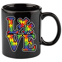 Love Autism Puzzle Piece 11oz C Handle Ceramic Mug