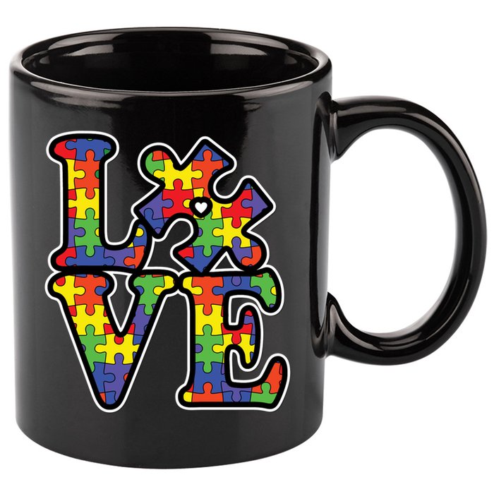 Love Autism Puzzle Piece 11oz C Handle Ceramic Mug