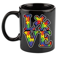 Love Autism Puzzle Piece 11oz C Handle Ceramic Mug