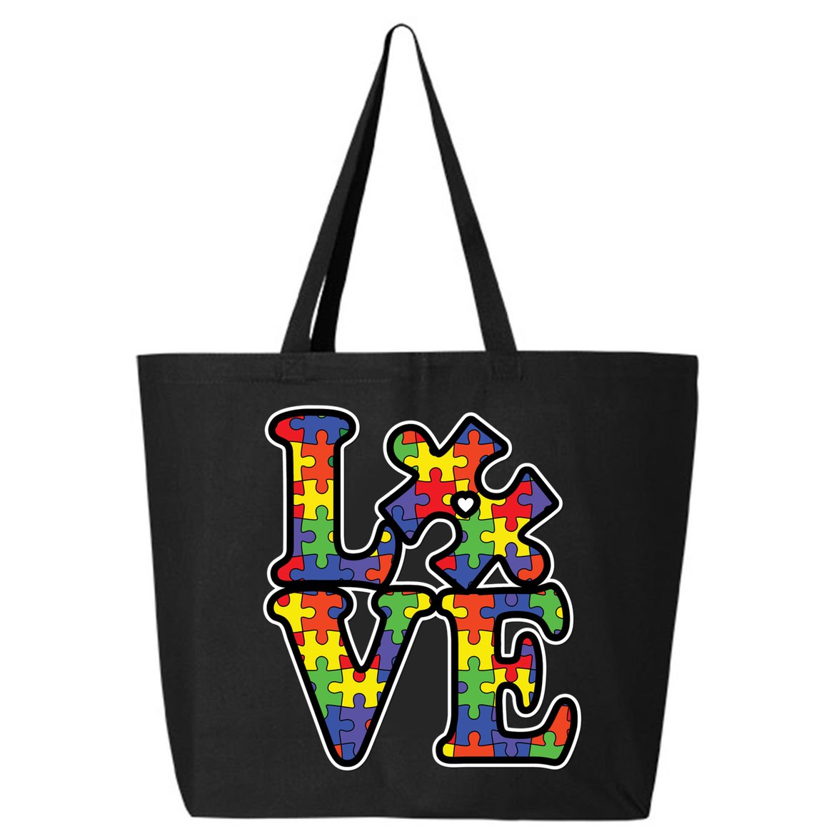 Love Autism Puzzle Piece 25L Jumbo Tote
