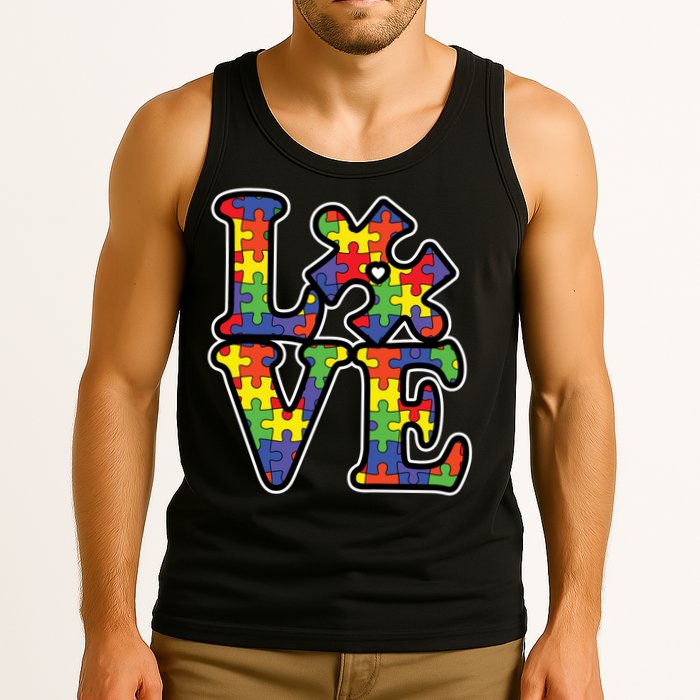 Love Autism Puzzle Piece Tank Top