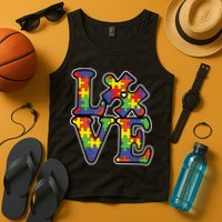 Love Autism Puzzle Piece Tank Top
