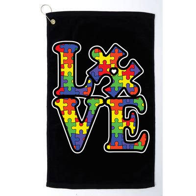 Love Autism Puzzle Piece Golf Towel