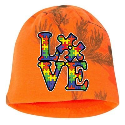 Love Autism Puzzle Piece Kati - Camo Knit Beanie