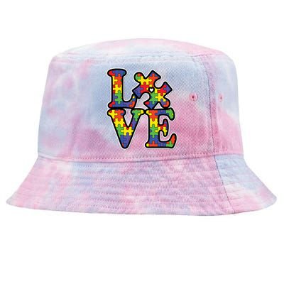 Love Autism Puzzle Piece Tie-Dyed Bucket Hat