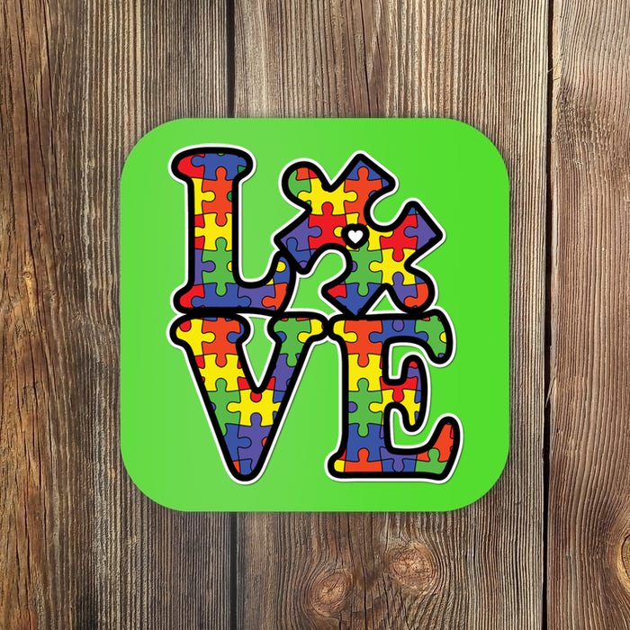 Love Autism Puzzle Piece Coaster