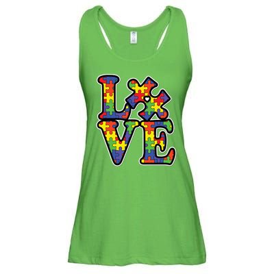 Love Autism Puzzle Piece Ladies Essential Flowy Tank