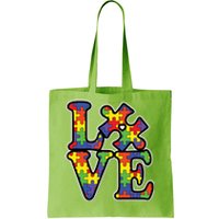 Love Autism Puzzle Piece Tote Bag