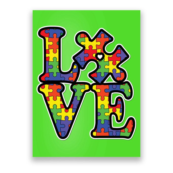 Love Autism Puzzle Piece Poster