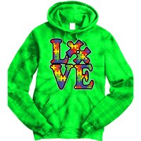 Love Autism Puzzle Piece Tie Dye Hoodie