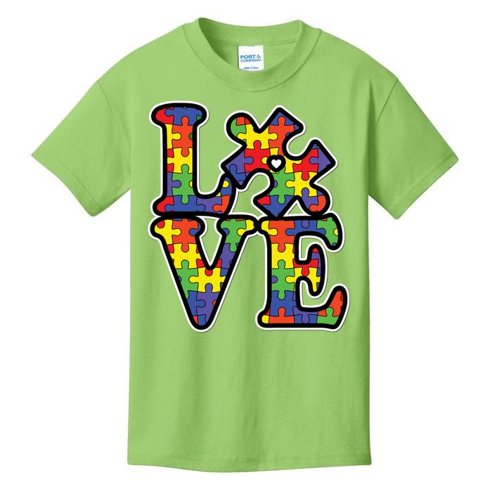 Love Autism Puzzle Piece Kids T-Shirt