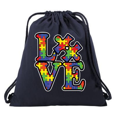 Love Autism Puzzle Piece Drawstring Bag