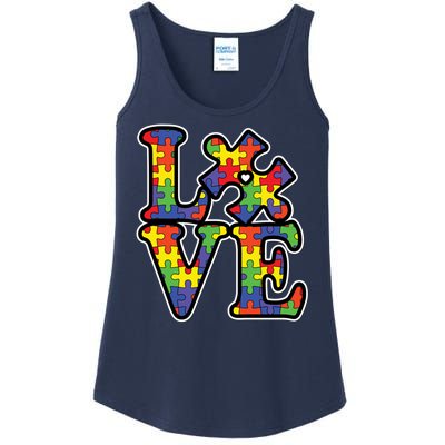 Love Autism Puzzle Piece Ladies Essential Tank