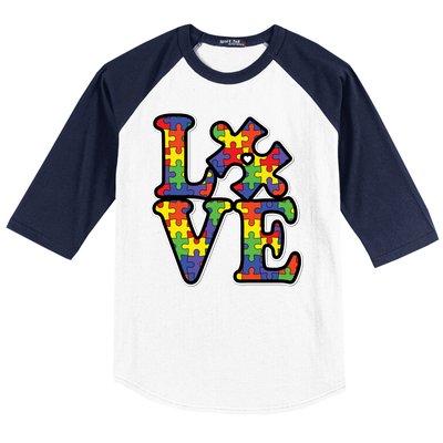 Love Autism Puzzle Piece Baseball Sleeve Shirt